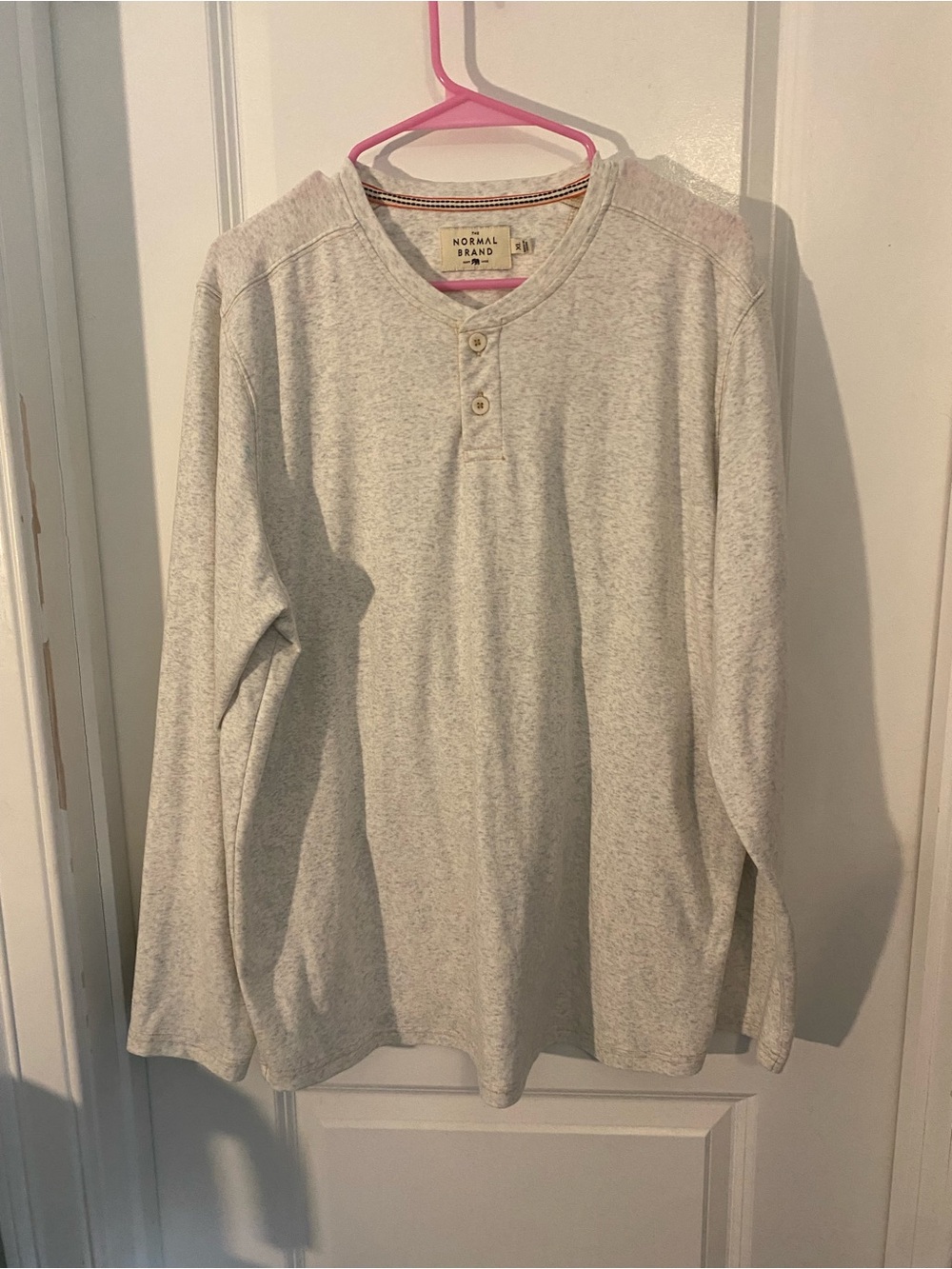 The Normal Brand Men's Light Heather Gray Henley Long Sleeve Shirt